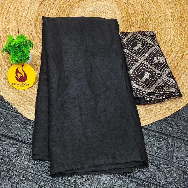 Premium Crush Saree with Bandini Blouse - BIRD1