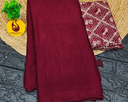 Premium Crush Saree with Bandini Blouse - BIRD7