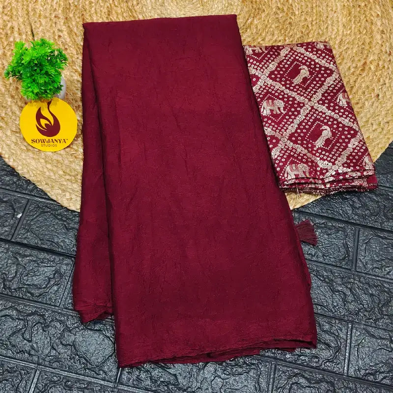 Premium Crush Saree with Bandini Blouse - BIRD7