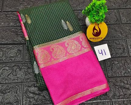 Premium Quality Mysore Crepe Sarees with Rich Pallu-MYSORE41