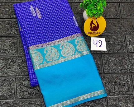Premium Quality Mysore Crepe Sarees with Rich Pallu-MYSORE42