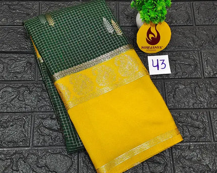 Premium Quality Mysore Crepe Sarees with Rich Pallu-MYSORE43