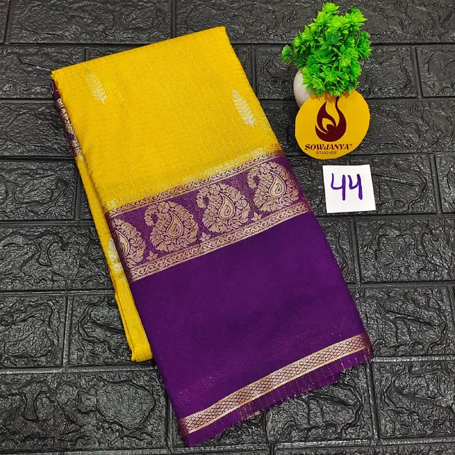 Premium Quality Mysore Crepe Sarees with Rich Pallu-MYSORE44