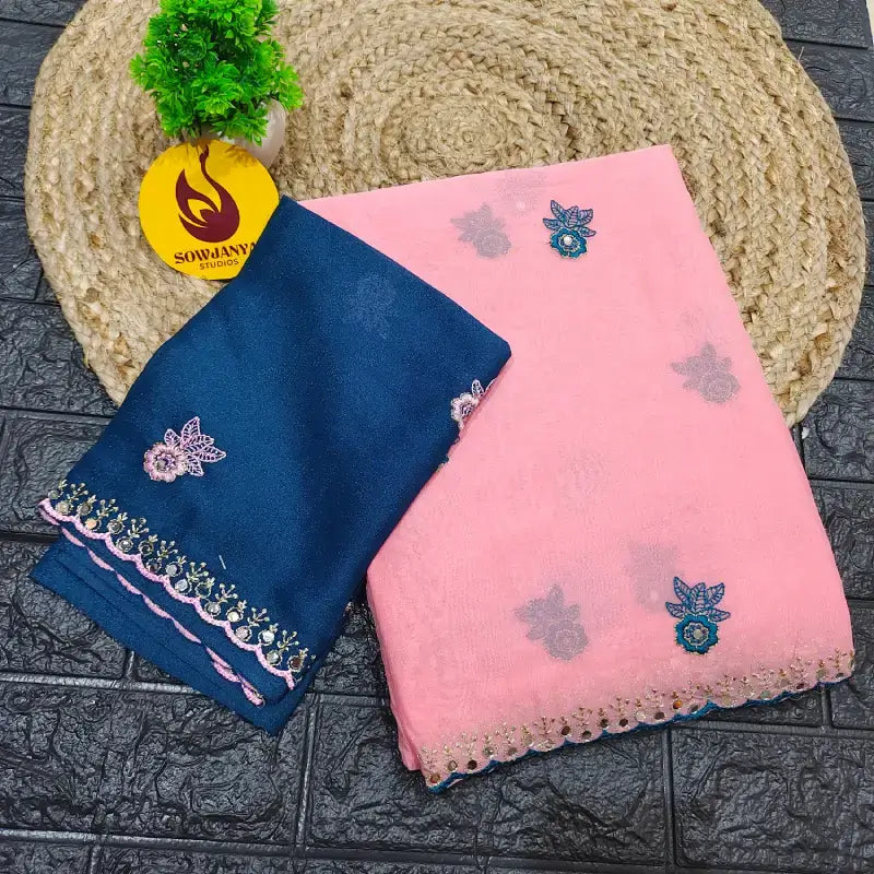 Premium Quality Shimmer Georgette Sarees - FLASH1(PINK)