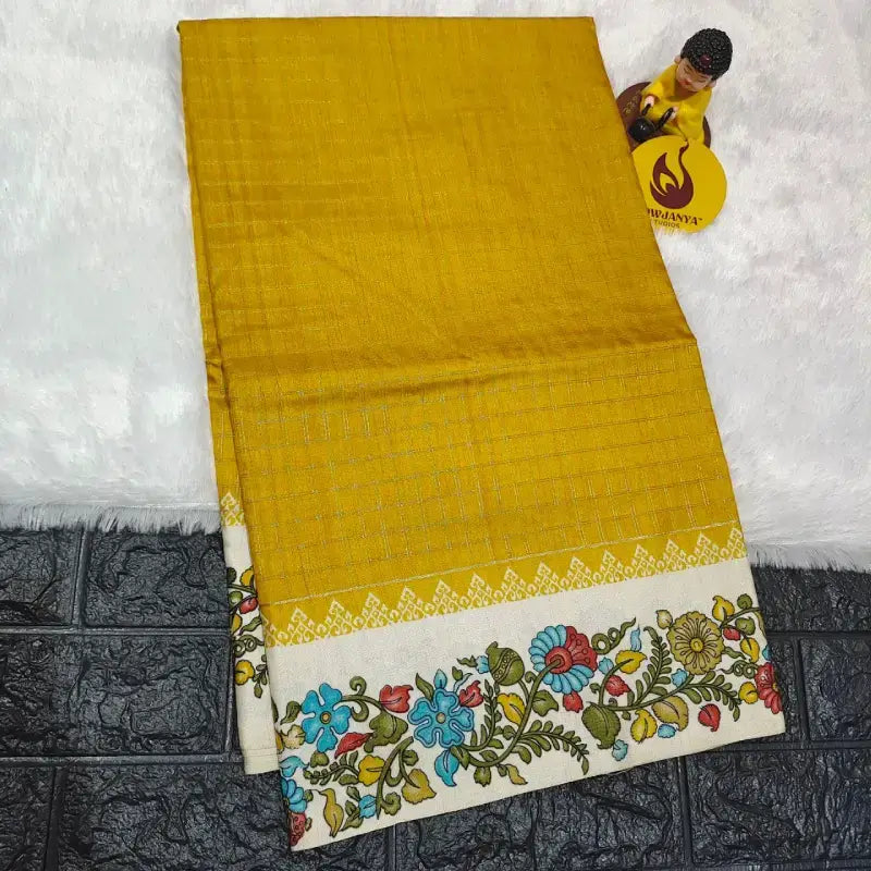 Premium Fancy Zari Chex Sarees With Kalamkari Border - SSGAP