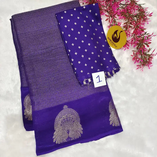 Viscose Crape Chex Saree With Designer Border - SSCDB1