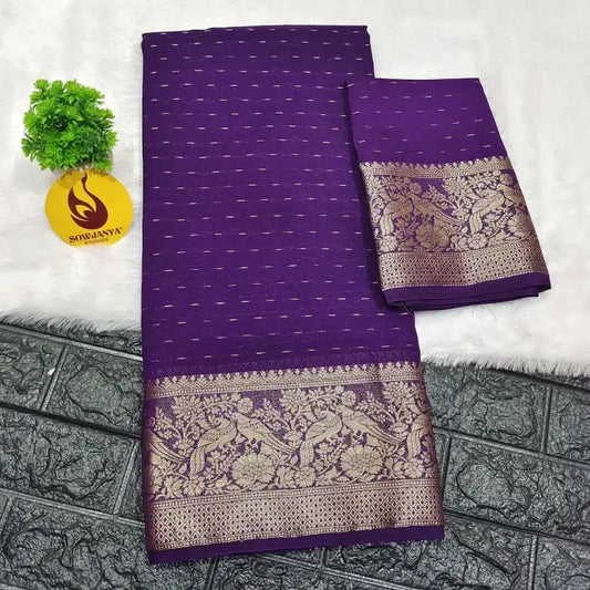 Viscose Zari Lines Saree With Kanchi Border - SSVZL4