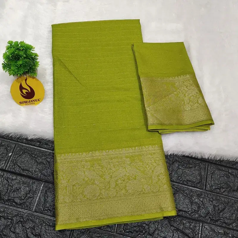 Viscose Zari Lines Saree With Kanchi Border - SSVZL5