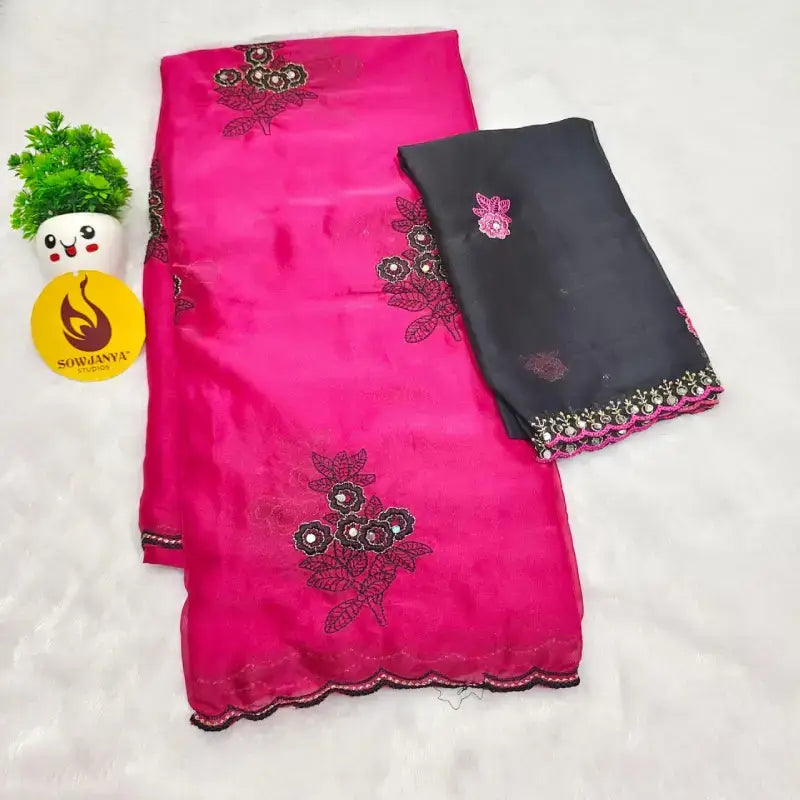 Premium Rangoli Silk Sarees with Emboridery work - FLASH21