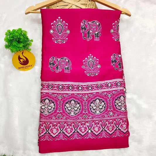 Heavy Japan Satin Crape Saree With More Original Mirrors - AJRAK77