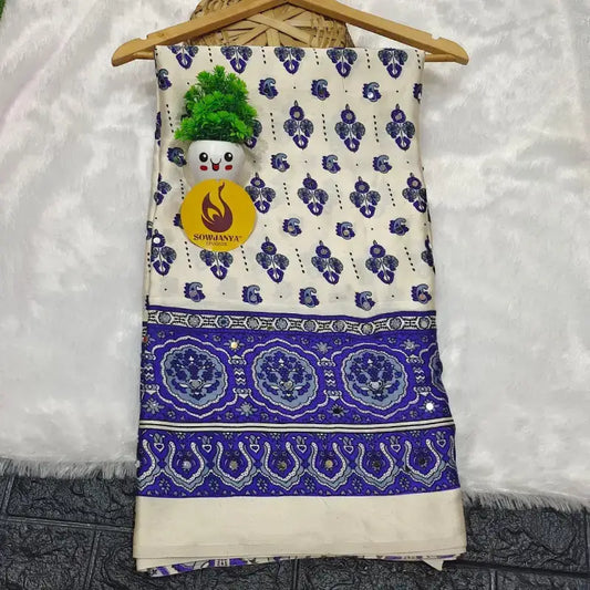 Heavy Japan Satin Crape Saree With More Original Mirrors - AJRAK61