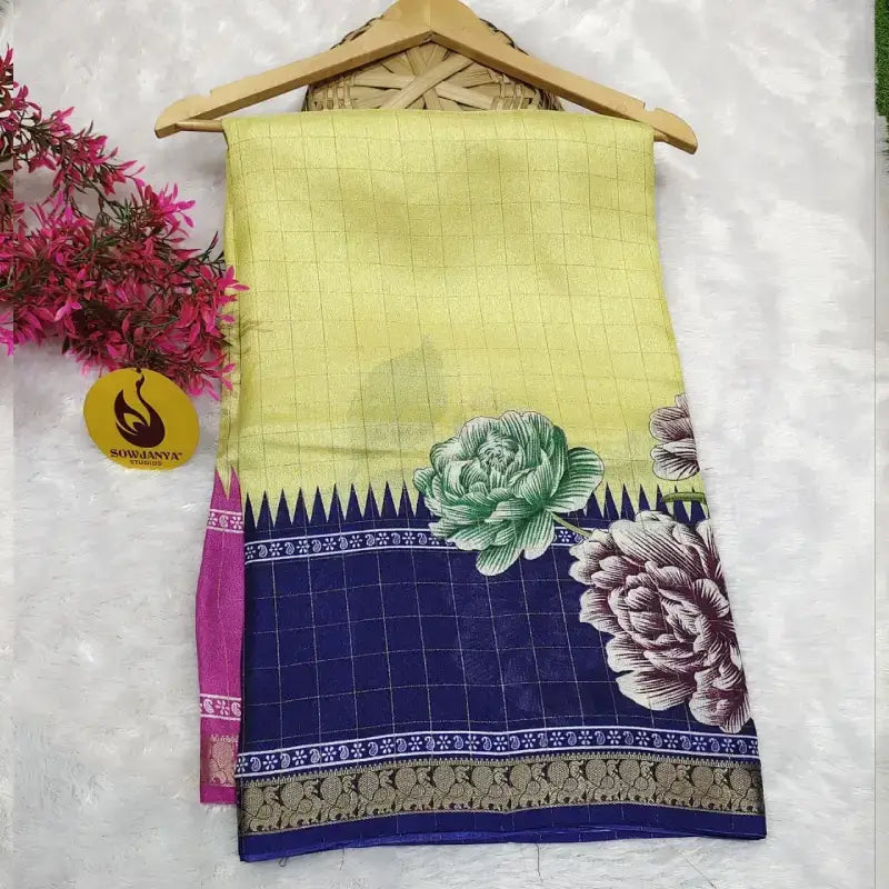 Premium Marshmellow Zari Chex Sarees With Peacock Border - SSZPB3