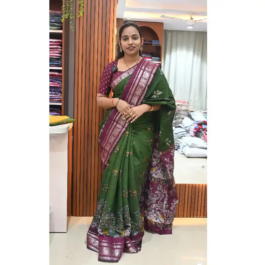 Maheshwari Silk Sarees With Mangalagiri Border -SSGAP