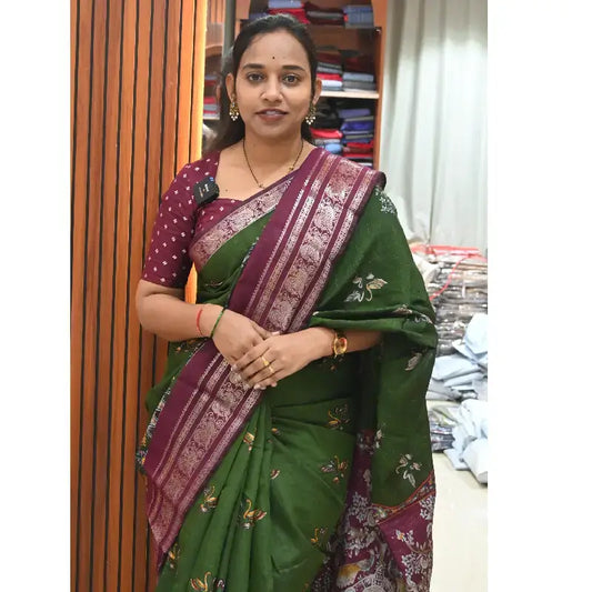 Maheshwari Silk Sarees With Mangalagiri Border -SSGAP