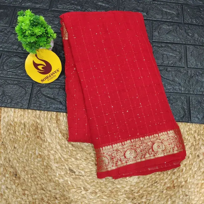 Premium Viscose Georgette Sequence Saree - SSSQU05