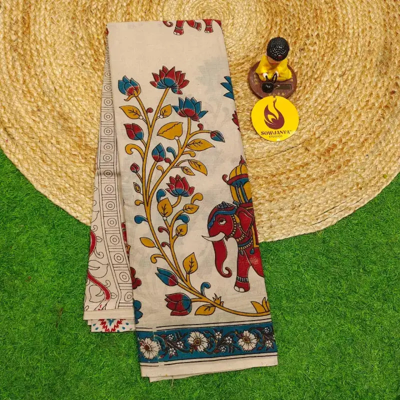 ORIGINAL PEDANA KALAMKARI Cotton Sarees - BOMMA61