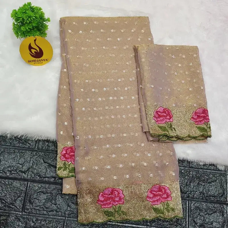 Designer Shimmer Georgette Butti  with  Emboridery  Sarees - SSFLW