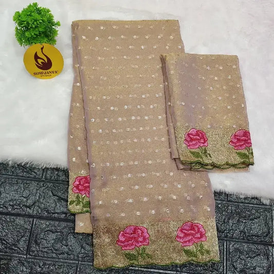 Designer Shimmer Georgette Butti  with  Emboridery  Sarees - SSFLW