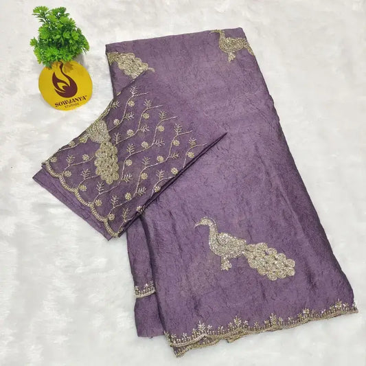 Rangoli Crush Saree With Peacock Beads Work Design - SPARK