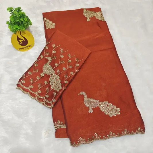 Rangoli Crush Saree With Peacock Beads Work Design - SPARK