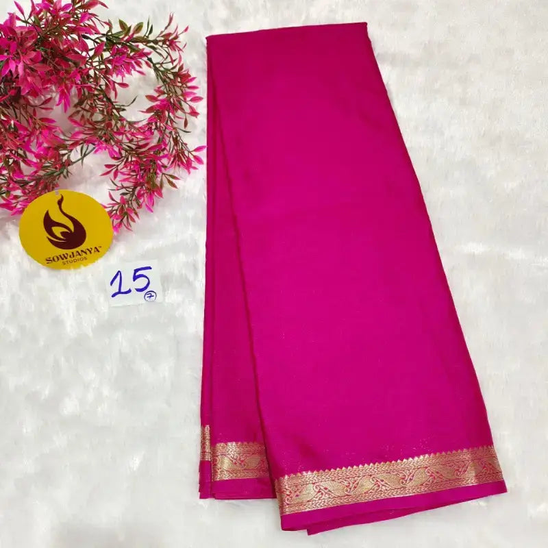 Premium Quality Mysore Crepe Small Border Sarees  - CHITTI15