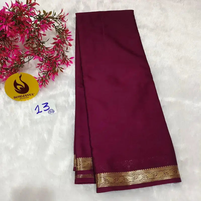 Premium Quality Mysore Crepe Small Border Sarees  - CHITTI13