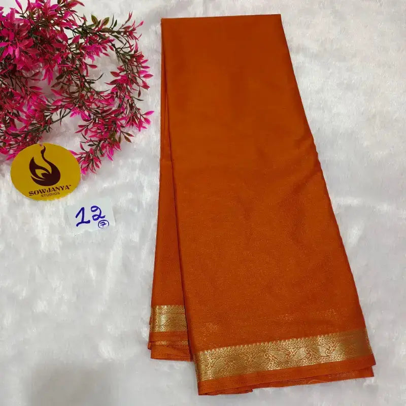 Premium Quality Mysore Crepe Small Border Sarees  - CHITTI12