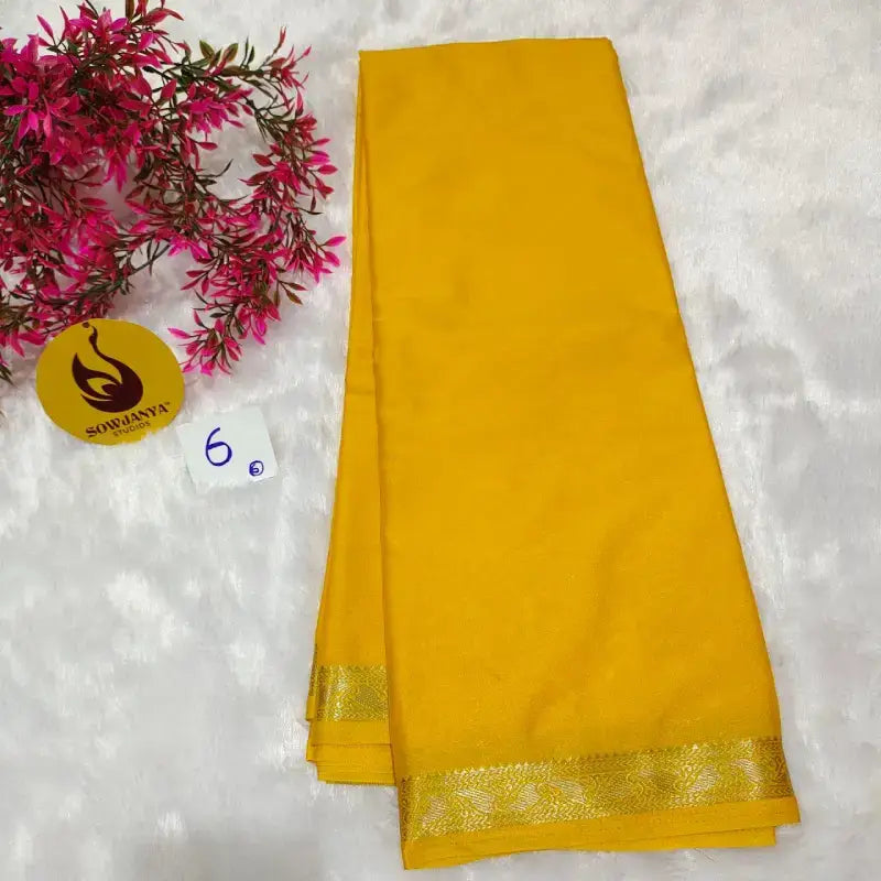 Premium Quality Mysore Crepe Small Border Sarees  - CHITTI6