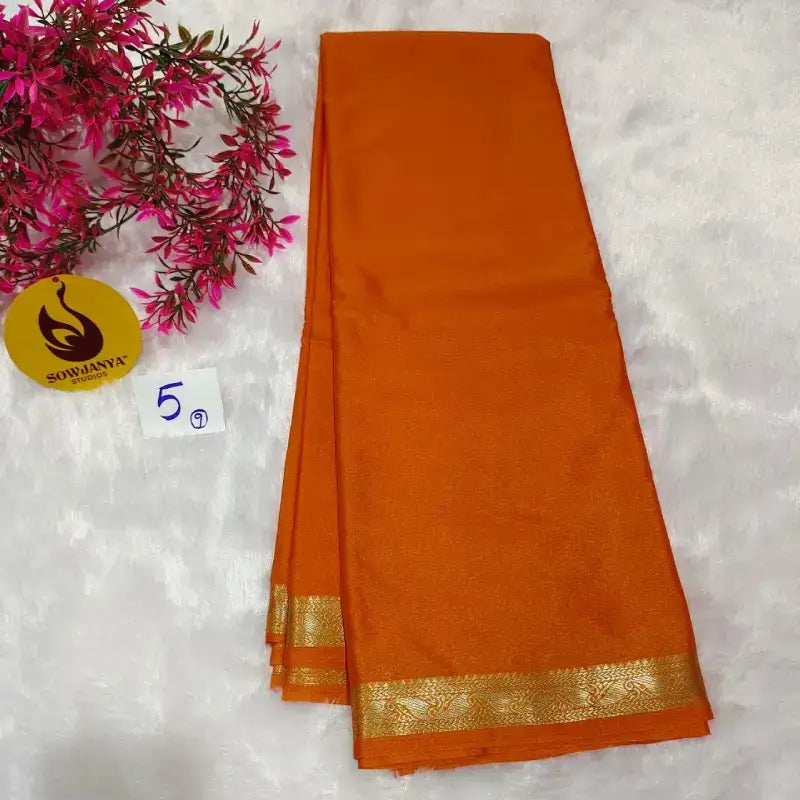 Premium Quality Mysore Crepe Small Border Sarees  - CHITTI5