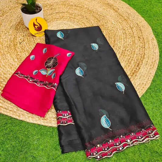 Premium Rangoli Silk Saree with Mirror work - FLASH