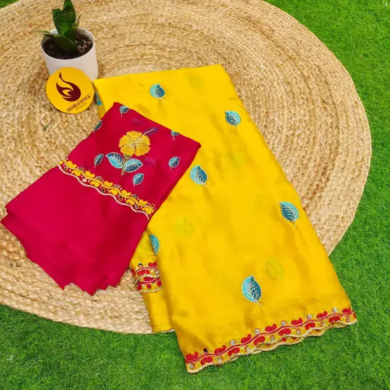 Premium Rangoli Silk Saree with Mirror work - FLASH