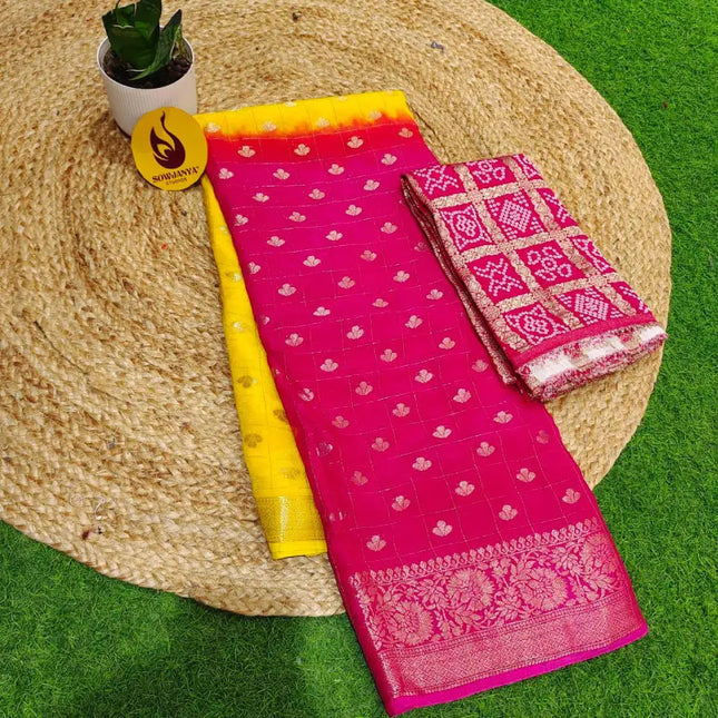Premium Chinon Crape Dual Shade Saree With Border - SSCWB1