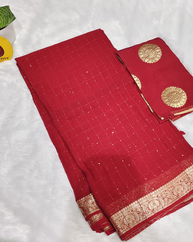 Premium Viscose Sequence work  Sarees -SSVCC2(RED)