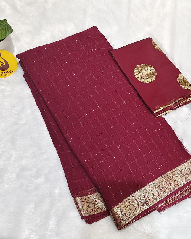 Premium Viscose Sequence work  Sarees -SSVCC4(Meroun)