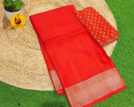 Premium Viscose Crape Georgette Saree's - SSBRC01(Rust Orange)