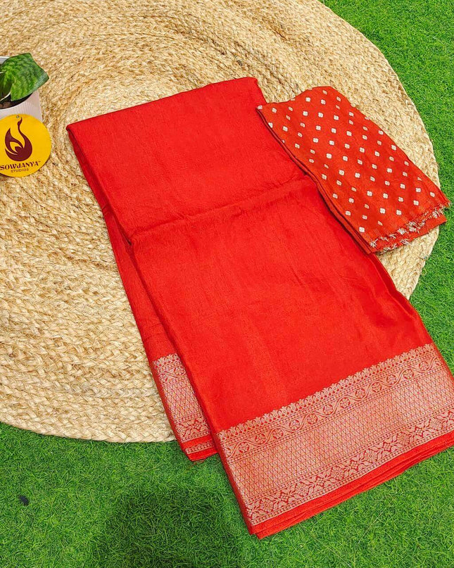 Premium Viscose Crape Georgette Saree's - SSBRC01(Rust Orange)