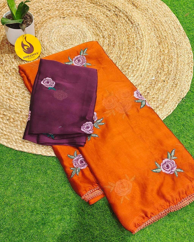 Premium Rangoli Silk with Emboridery work Saree's - SSRFE2