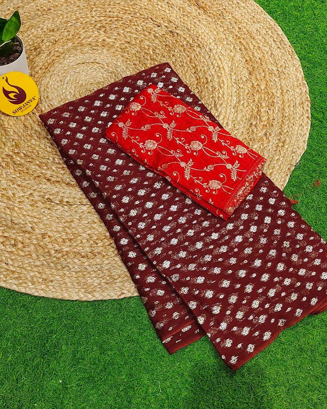 Premium Viscose Georgette With Zari Butti's Saree's - BEST5