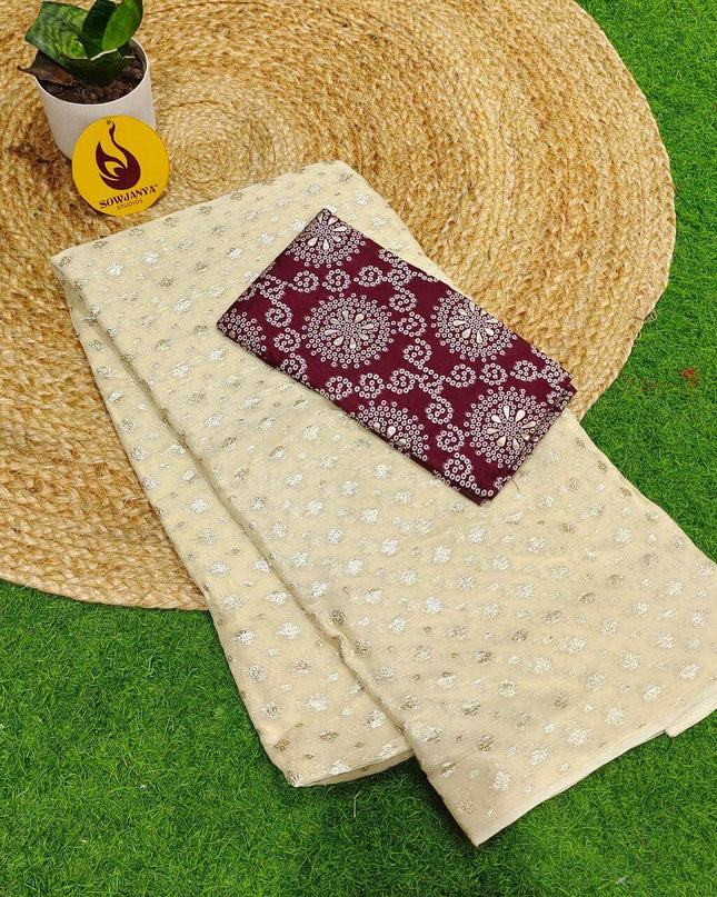 Premium Viscose Georgette With Zari Butti's Saree's - BEST7