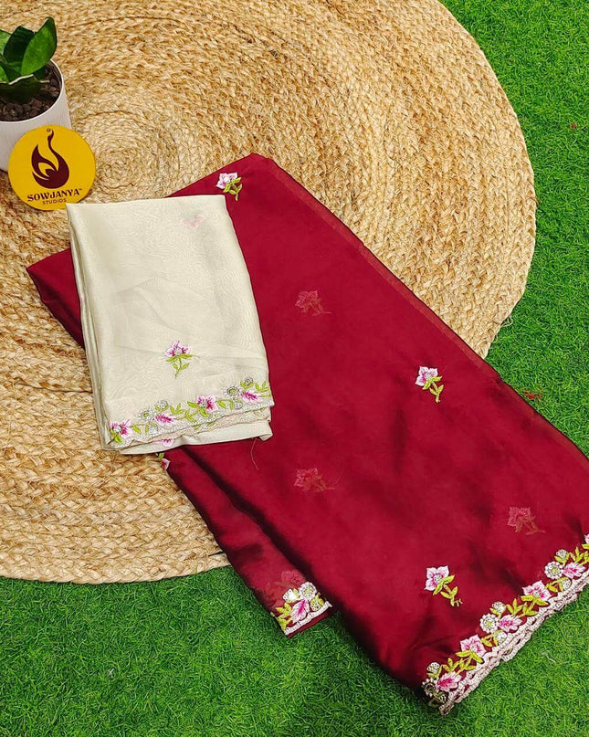 Premium Rangoli Silk with Emboridery work Saree's - SSRBS6