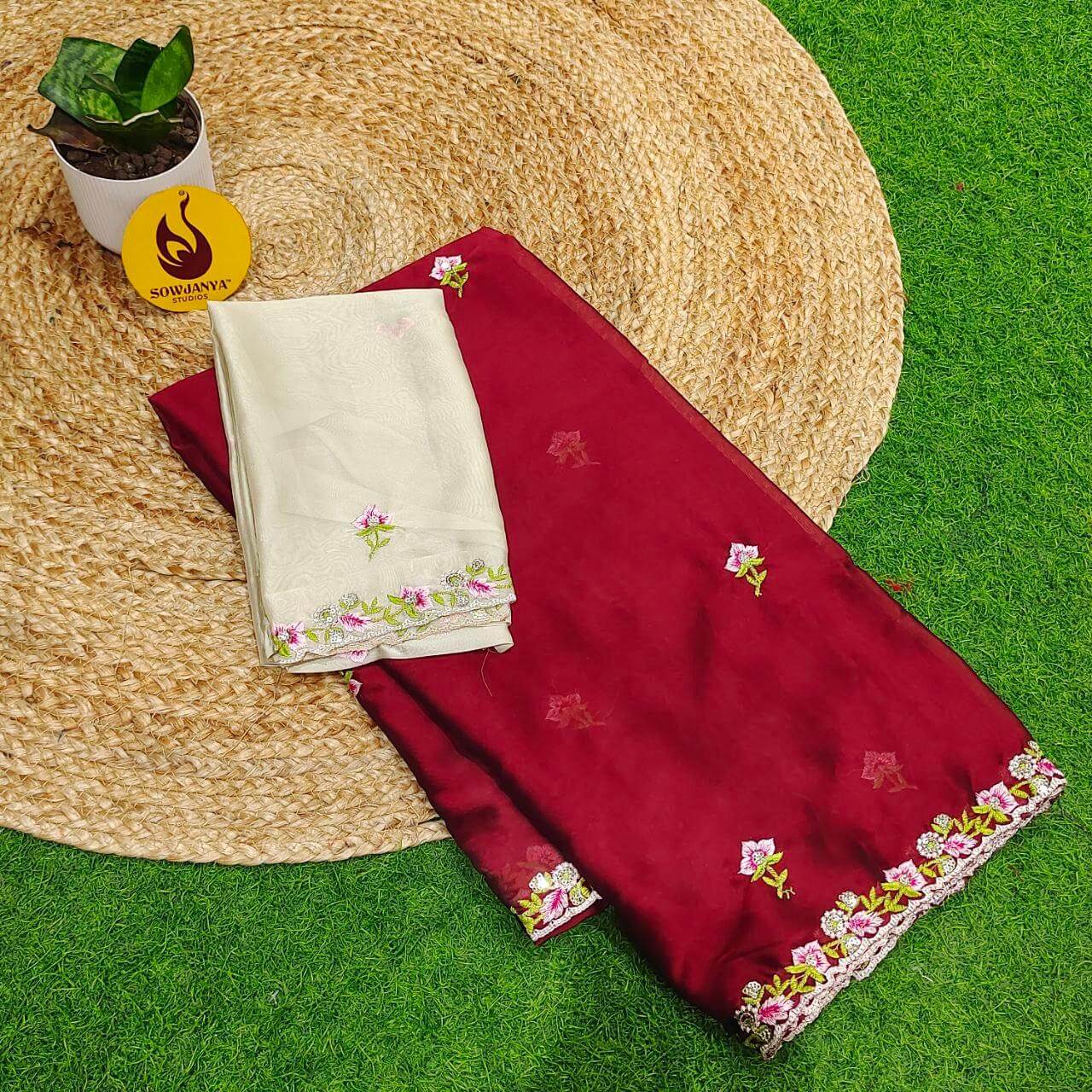 Premium Rangoli Silk with Emboridery work Saree's - SSRBS6