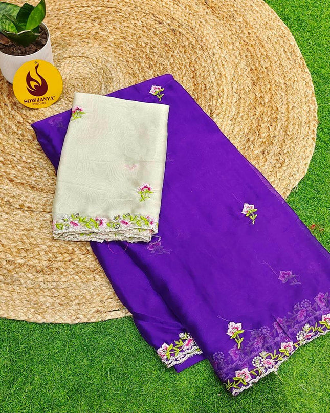 Premium Rangoli Silk with Emboridery work Saree's - SSRBS1