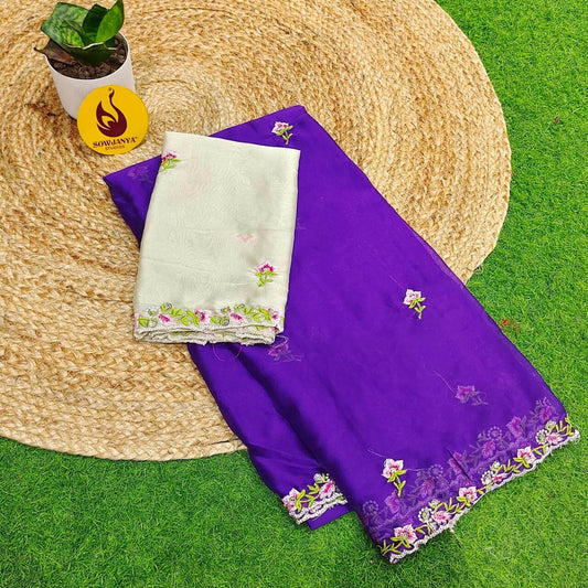 Premium Rangoli Silk with Emboridery work Saree's - SSRBS1