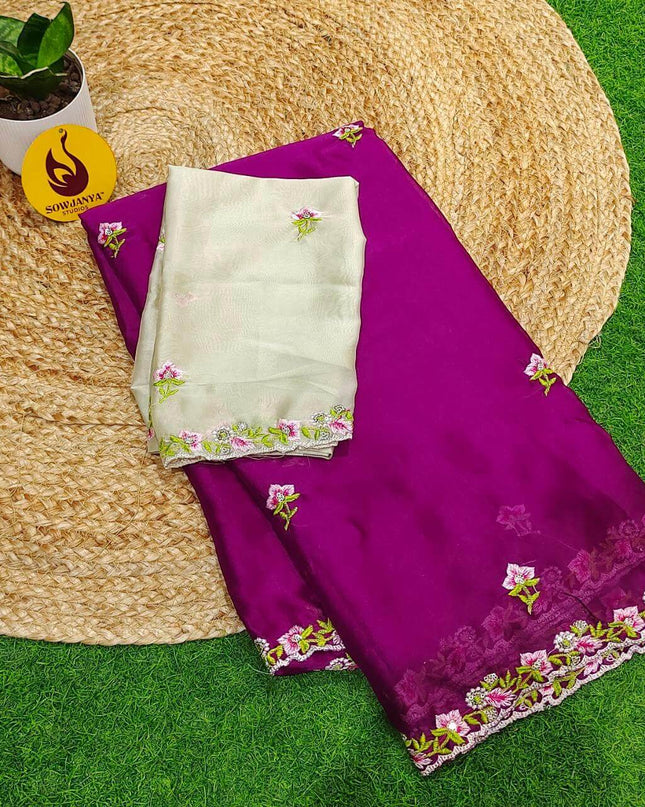 Premium Rangoli Silk with Emboridery work Saree's - SSRBS2