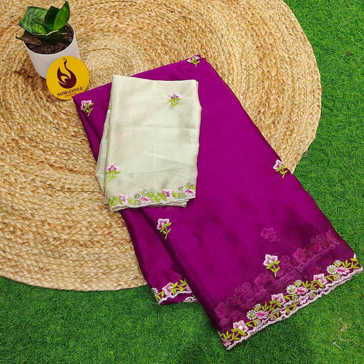 Premium Rangoli Silk with Emboridery work Saree's - SSRBS2