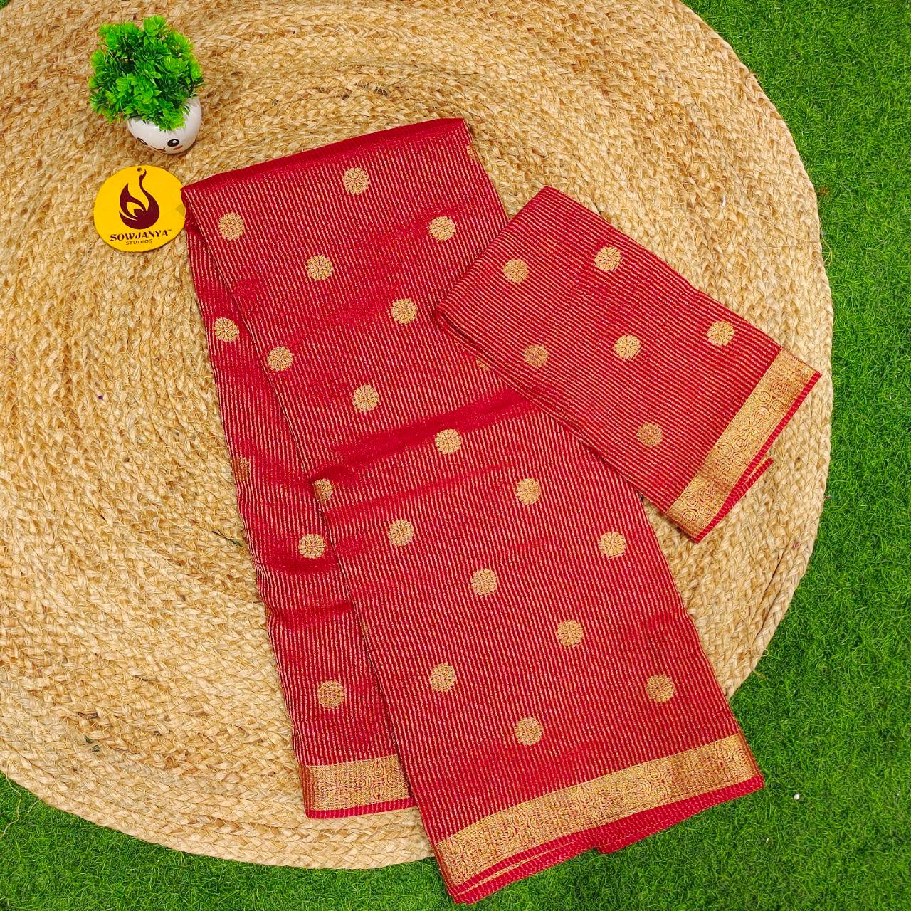 Designer Zari Lines Saree With Small Zari Border - SSZLV4(RED)