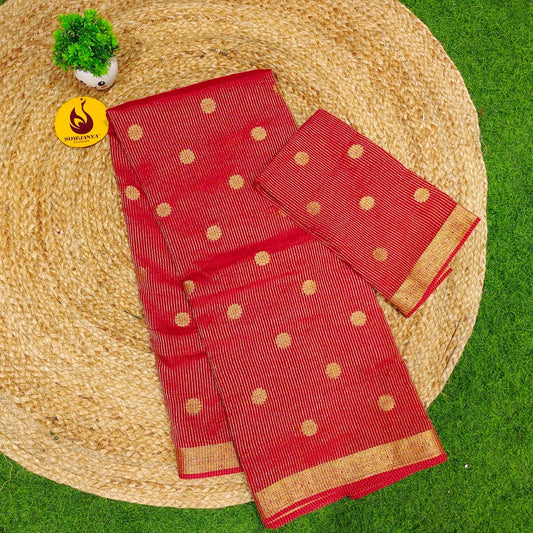 Designer Zari Lines Saree With Small Zari Border - SSZLV4(RED)