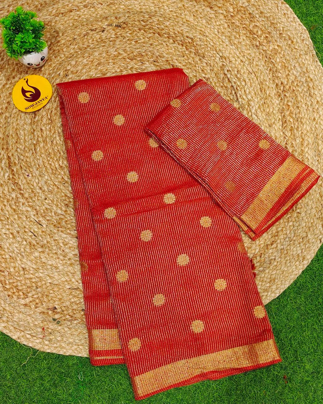 Designer Zari Lines Saree With Small Zari Border - SSZLV5(RUST ORANGR)