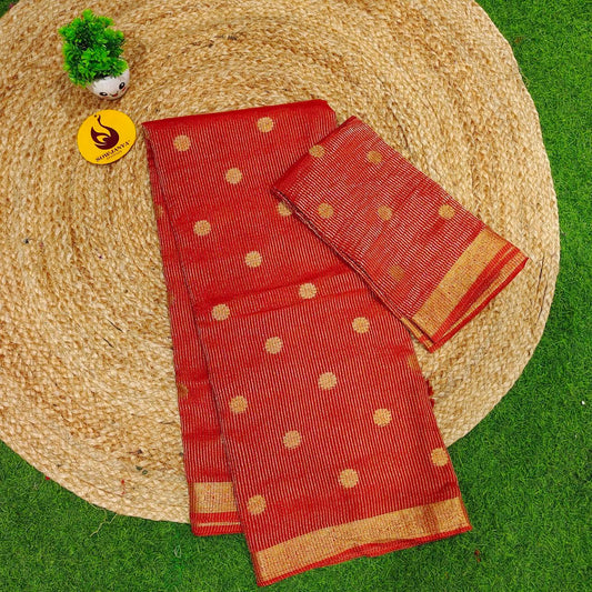 Designer Zari Lines Saree With Small Zari Border - SSZLV5(RUST ORANGR)