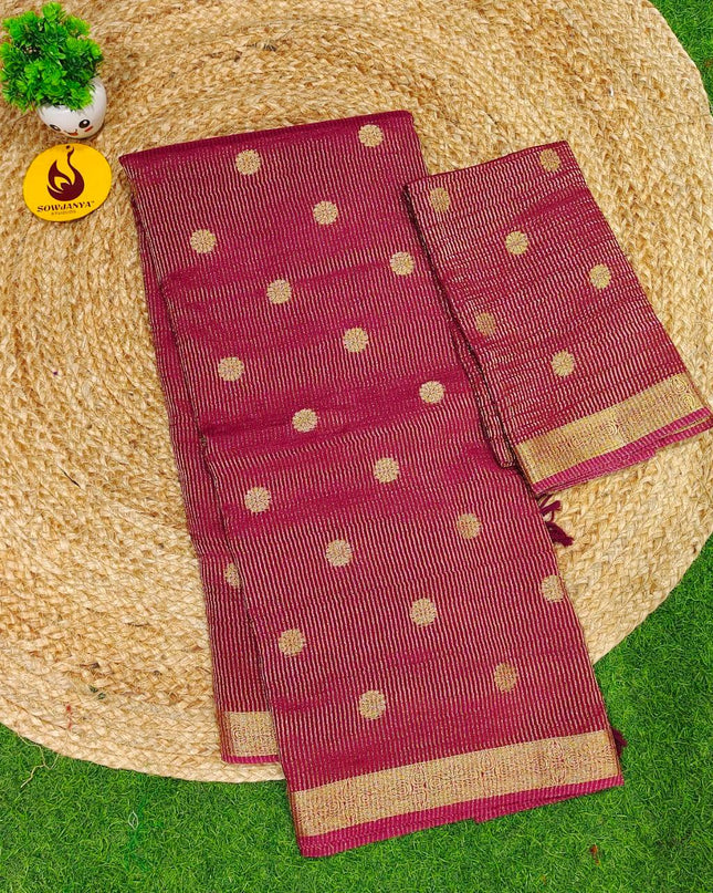 Designer Zari Lines Saree With Small Zari Border - SSZLV6